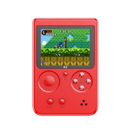 Console De Jeu Vidéo De Poche X2 Mini 2.8 "Ecran Lcd Coloré Hôte Avec 2500 Jeux Classiques - Rouge Rétro Machine À Bascule Hôte