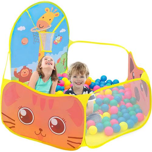 Piscine À Balles Enfant, Tente De Jeu Pliable Pour Enfants Avec Panier De Basket-Ball Jaune Pop Up Intérieur Et Extérieur Tente Piscine Balles Pliable 120 X 102 X 74cm