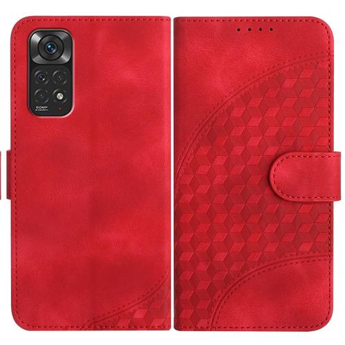 Coque Pour Xiaomi Redmi Note 11 4g,Etui De Xiaomi Redmi Note 11 4g Premium En Cuir Pochette Protection,Xiaomi Redmi Note 11 4g Portefeuille Rabat Clapet Case,Antichoc Housse De Etui,Rouge