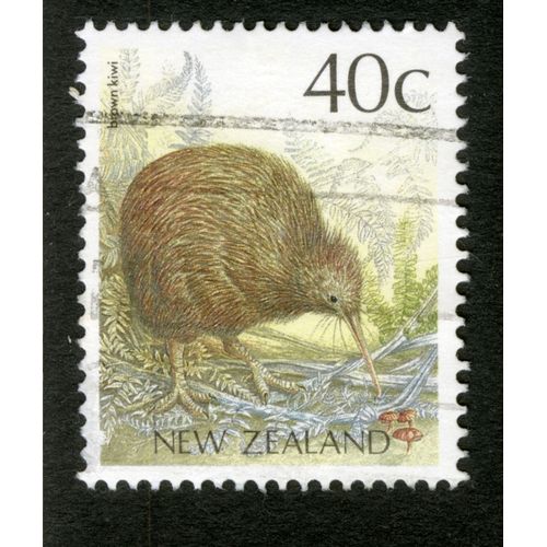 Timbre Oblitéré New Zealand, Brown Kiwi, 40 C