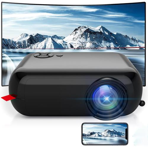 Mini projecteur vidéo WiFi Bluetooth, projecteur de Voyage Camping 1080P 4K Full HD, rétroprojecteur de cinéma Maison Compatible avec Les Tablette/Smartphone iOS et Android (ferreux)