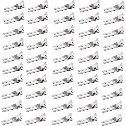 Lot de 50 pinces à cheveux en métal argenté,4,5cm pince locks, Boucles d'Alligator Clips de Sectionnement,Antidérapant Barrette Accessoires de Bricolage pour Femmes,avec boîte de rangement