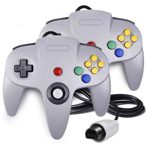2pcs Manette Avec Fil Manette Classique Seulement Pour Nintendo 64 N64 Pas D¿Usb Gris