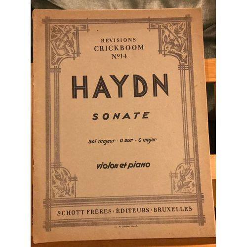 Haydn Sonate Pour Violon Et Piano En Sol Majeur Partition Éd. Schott Crickboom N°14