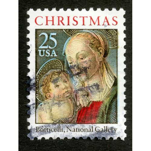 Timbre Oblitéré Usa 25, Christmas, Botticelli, National Gallery