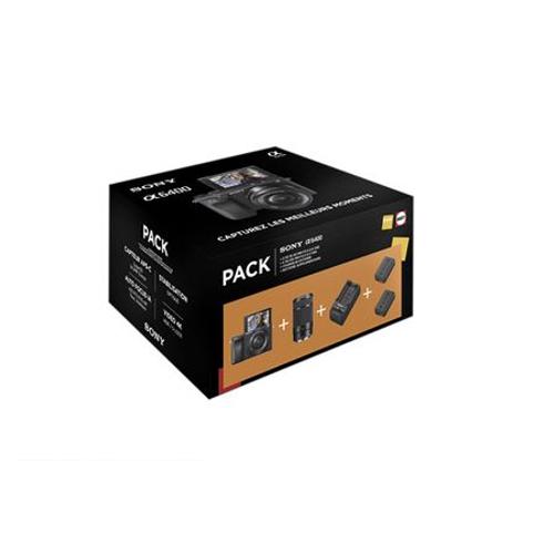 Sony Pack A6400 + FE 16-50 mm + FE 55-210 mm + chargeur externe + 2ème batterie