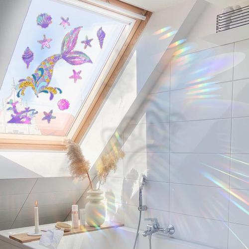 Autocollant Fenetre Arc en Ciel Stickers Anti-Collision Oiseaux - AQSACOKIYA - Suncatcher Sticker Fenetre pour Salon Chambre