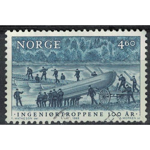 Norvège 1988 Oblitéré Used Ingeniørtroppene Les Troupes Du Génie Pont Avec Des Bateaux Su