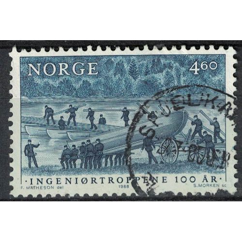 Norvège 1988 Oblitéré Used Ingeniørtroppene Les Troupes Du Génie Pont Avec Des Bateaux Su