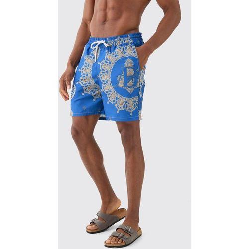 Mid Length Bandana Ripstop Swim Short Homme - Bleu - L, Bleu