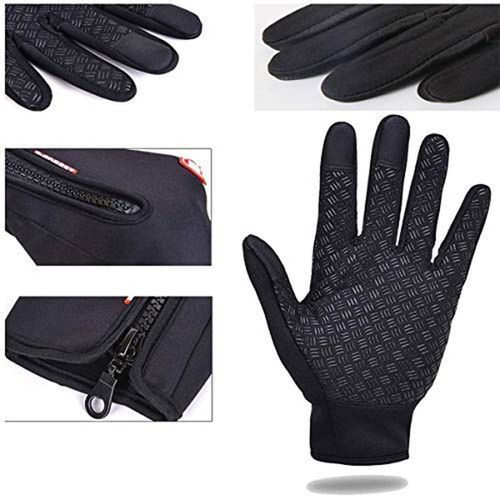 Noir Gants Hiver Tactile Chaud Gants De Conduiteavec Vélo Running Randonnée Sport Gant Antidérapants Épaissis Pour Homme Femme(L)