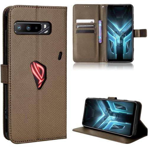 Coque En Cuir Pu Pour Asus Rog Phone 3, Housse Etui Brown Pour Téléphone Portable