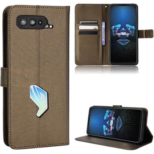 Coque En Cuir Pour Asus Rog Phone 5, Housse Etui Cover En Pu Pour Téléphone Portable, Couleur Brown