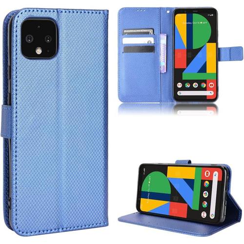 Coque En Cuir Bleu Pour Google Pixel 4 - Étui Housse De Protection Téléphone Portable En Cuir Pu G020m G020i Ga01188-Us