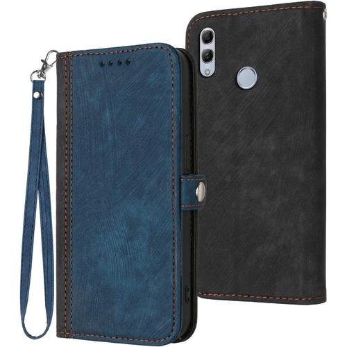 Coque En Cuir Pour Huawei Honor 10 Lite, Nova Lite 3, P Smart 2019 - Housse Bleue