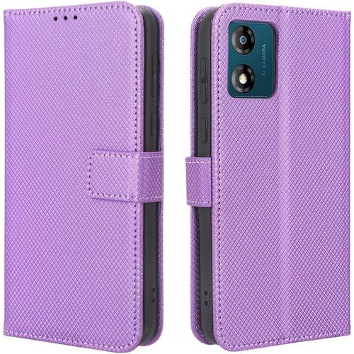 Étui En Cuir Pour Téléphone Portable Motorola Moto E13 4g, Housse De Protection Violet En Cuir Pu.