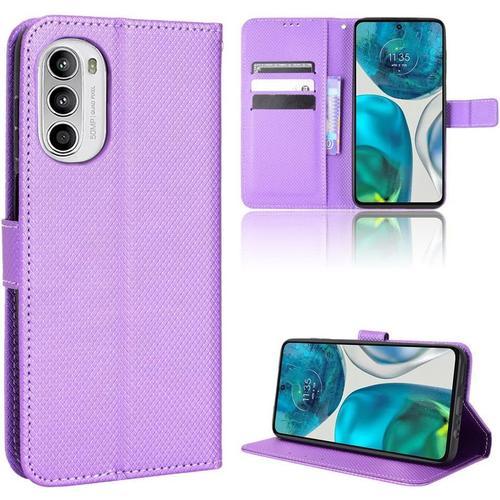 Coque En Cuir Pour Motorola Moto G52 4g Avec Housse Etui Cover, Coloris Violet Pu Pour Téléphone Portable