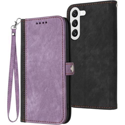 Housse En Cuir Pour Samsung Galaxy S23 5g - Étui Pour Téléphone Portable - Purple.