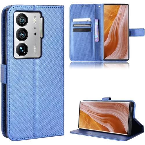 Coque En Cuir Pour Zte Axon 40 Ultra 5g - Housse Et Étui De Protection En Cuir Pu Pour Téléphone Portable - Bleu