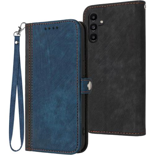 Coque En Cuir Pour Samsung Galaxy A54 5g, Étui De Protection Bleu Pour Téléphone Portable Sm-A546v/U/B.