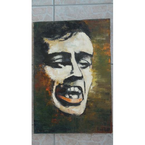 Peinture Huile; Peintre Paul Petit :Jacques Brel