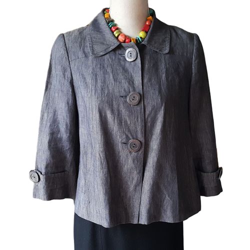 Veste Caroll Taille 38 Grise Lin Doublée