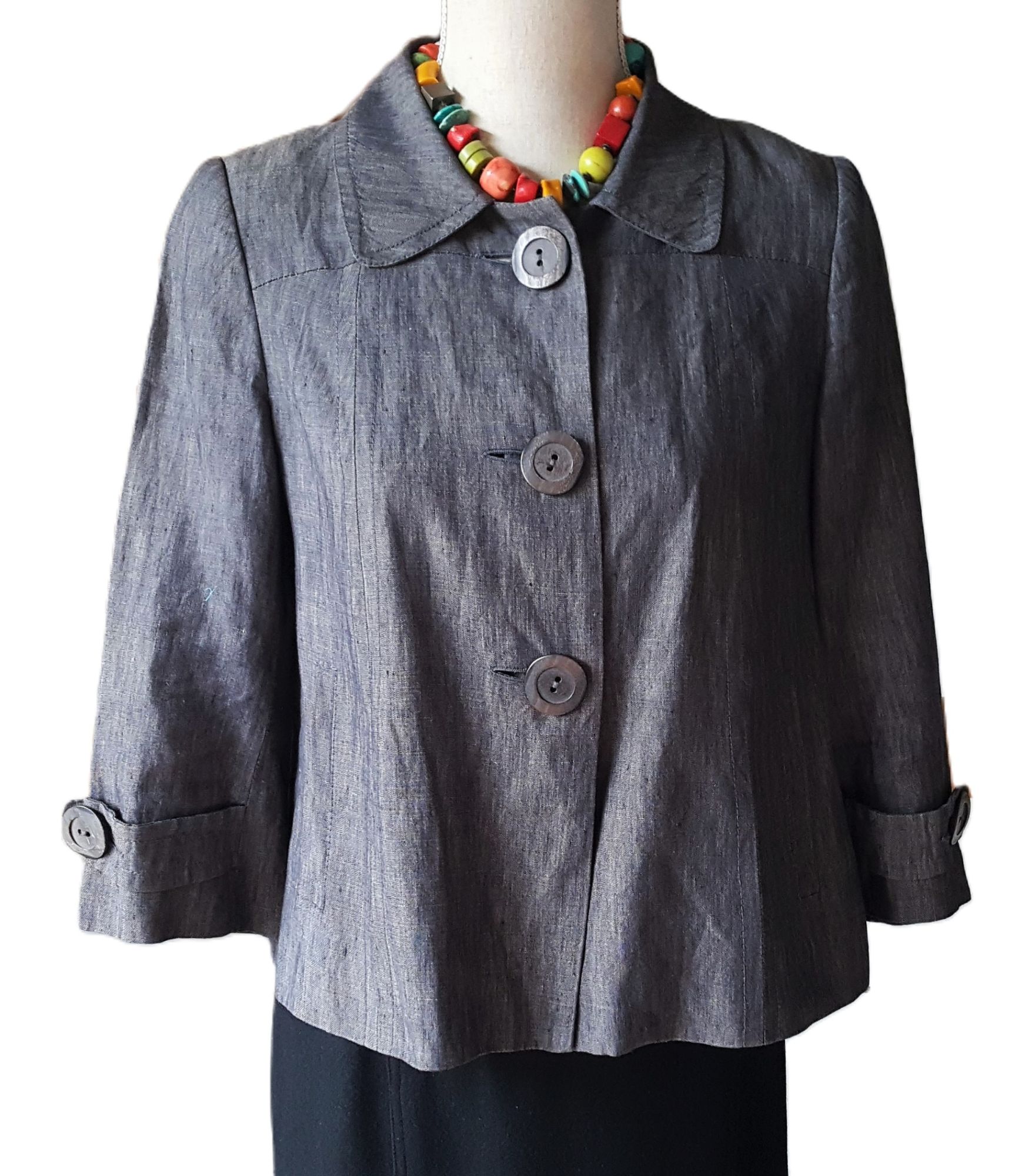 Veste Caroll Taille 38 Grise Lin Doublée