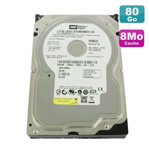 WD Blue WD800JD - Disque dur - 80 Go - interne - 3.5" - SATA 3Gb/s - 7200 tours/min - mémoire tampon : 8 Mo