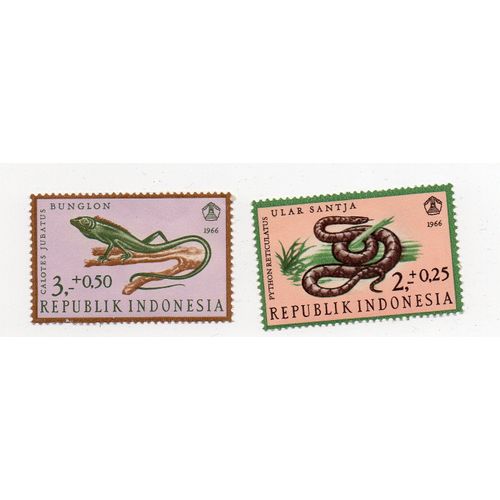 Indonésie- Lot De 2 Timbres Neufs- Reptiles