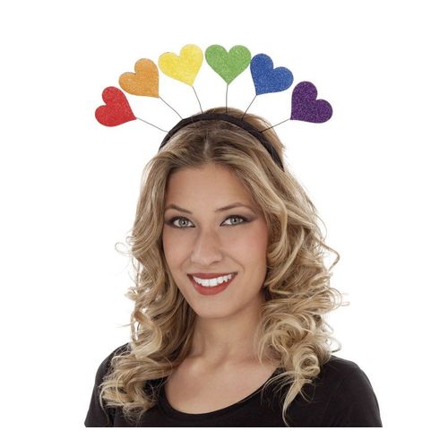 Diadème Coeurs Arc-En-Ciel (Taille Unique Adulte)