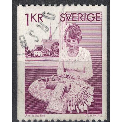 Suède 1977 Oblitéré Used Textile Lace Maker Dentellière Su
