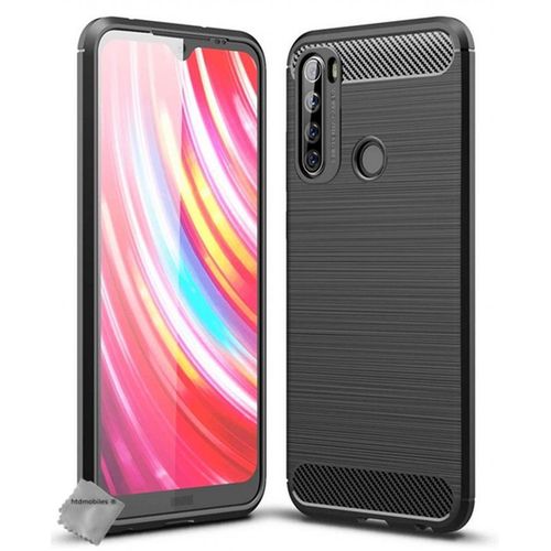 Housse Etui Coque Silicone Gel Carbone Pour Xiaomi Redmi Note 8t + Verre Trempe - Noir