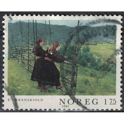 Norvège 1982 Oblitéré Used Erik Werenskiold Peinture View From Gvarv In Telemark Girls Su