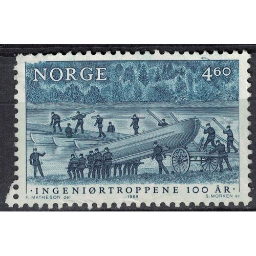 Norvège 1988 Oblitéré Used Ingeniørtroppene Les Troupes Du Génie Pont Avec Des Bateaux Su