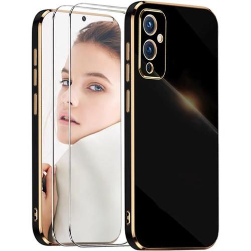 Coque Pour Oneplus 9 5g,Avec 2 Verre Trempé Vitre Protection Tpu Silicone Etui Antichoc Housse Pour Oneplus 9 5g-Noir