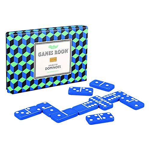 Ridleys Agam083 Classic Double Six Dominoes Tile Game For Kids Adults, 28piece, Blue