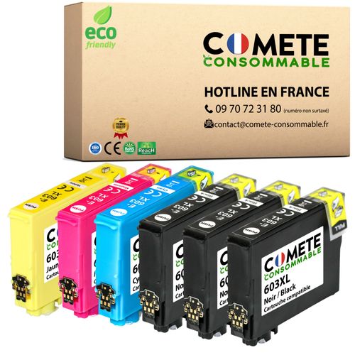 COMETE - 603XL - 6 Cartouches d'encre Compatibles Epson 603 XL Etoile de Mer - pour Cartouche epson XP 2100 XP 2105 (3 Noirs 1 Cyan 1 Magenta 1 Jaune) - COMETE CONSOMMABLE