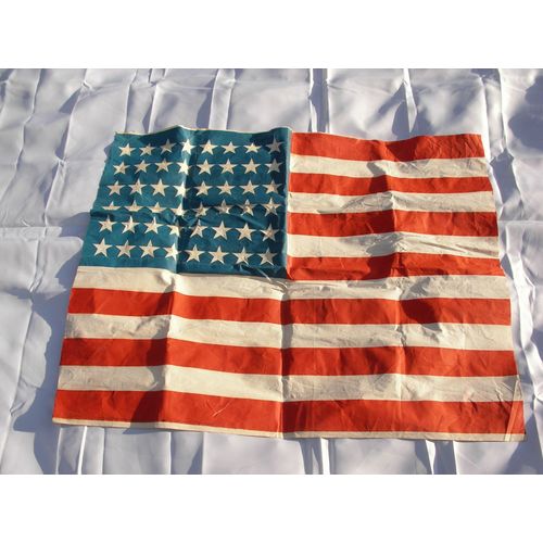 Ww2 Us Drapeau Américain 48 Etoiles En Toile Plastifiée Rare