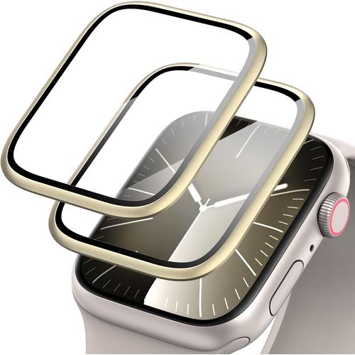 2 Pièces Protection Écran Pour Apple Watch Series 6/5/4/Se 44mm Verre Trempé Protecteur D'écran,3d Alliage Titane Résistant À
