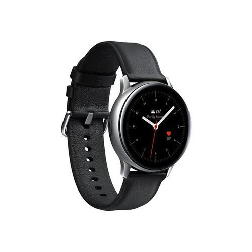 Samsung Galaxy Watch Active 2 - 44 Mm - Acier Inoxydable Argent - Montre Intelligente Avec Bracelet - Cuir - Noir - Affichage 1.4" - 4 Go - Wi-Fi, Lte, Nfc, Bluetooth - 4g - 42 G