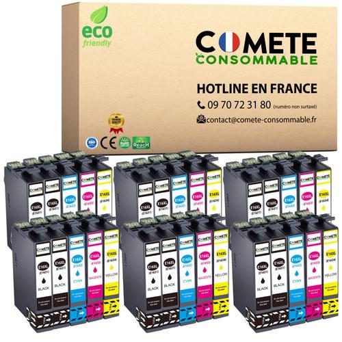 COMETE Marque française - 16XL - 30 Cartouches d'encre Compatible avec EPSON 16 XL T1631 Stylo Plume - pour Cartouche Epson WF 2510 Workforce WF 2010 2520 2530