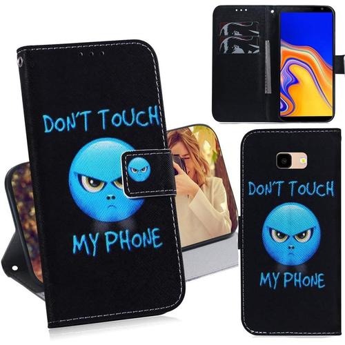 Coque En Pu Cuir Pour Samsung Galaxy J4 Plus - Étui Flip Avec Porte-Cartes Et Supporter De Téléphone - Don't Touch.