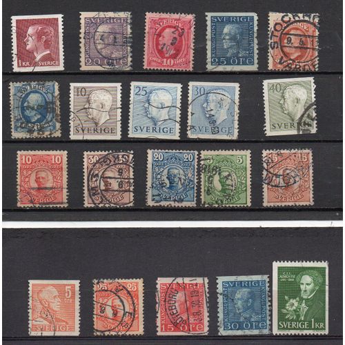 Suède- Lot De 20 Timbres Oblitérés- Personnages Célèbres
