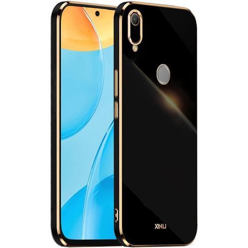 Cadre Galvanisé Coque Pour Huawei Y6 2019/Y6 Pro 2019/Honor 8a/Y6s 2019 6.09"" Inches Etui De Protection En Silicone Tpu - Le Noir