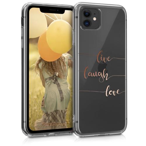 Kwmobile Étui Pour Liseuse Électronique Compatible Avec Apple Iphone 11 - Housse Rabat Liseuse Simili Cuir Or Rose-Transparent