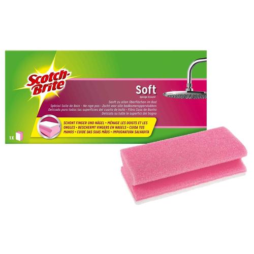 Scotch Brite Eponge de nettoyage Soft, rose clair/blanc