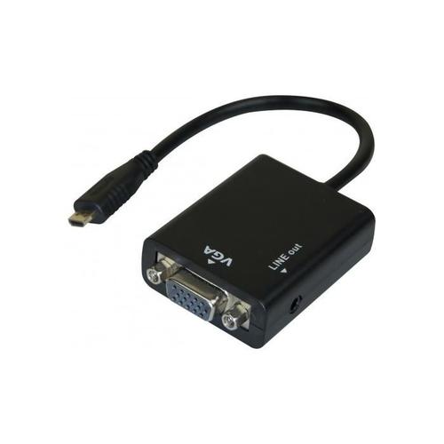 exertis Connect - Câble adaptateur - HD-15 (VGA), mini jack stéréo femelle pour HDMI mini mâle - 13 cm