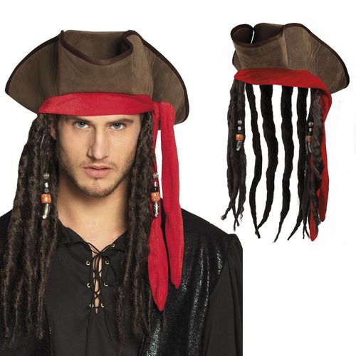 Chapeau Pirate Marron Avec Dreadlocks