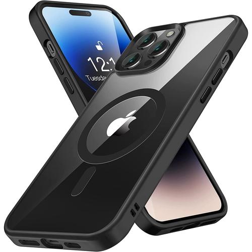 Coque Magnétique Iphone 12 Pro Max Transparente Antichoc Qualité Militaire Noire Magsafe Silicone Liquide Et Pc Rigide