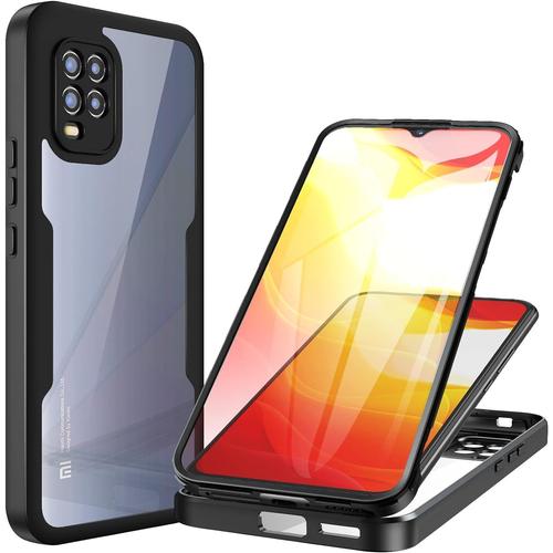 Coque Antichoc Xiaomi Mi 10 Lite 5g Avec Protection D'écran Intégrée, Etui Double Face Transparent Pour Téléphone Portable - Noir